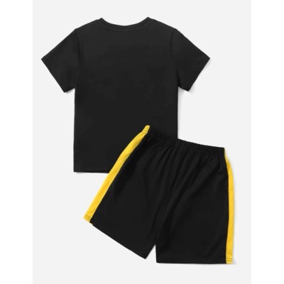 Toddler Boys Letter Graphic Colorblock Tee & Track Shorts 5Y(43IN)