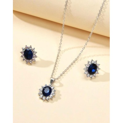 3pcs Rhinestone Decor Jewelry Set