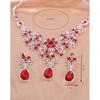 3pcs Rhinestone Decor Necklace & Earrings