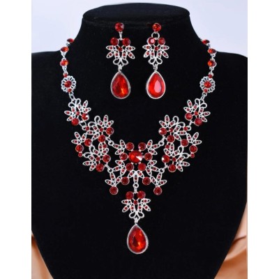 3pcs Rhinestone Decor Necklace & Earrings