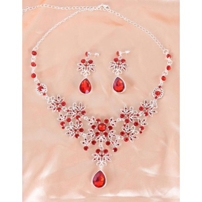 3pcs Rhinestone Decor Necklace & Earrings