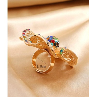 Rhinestone & Flower Decor Ring