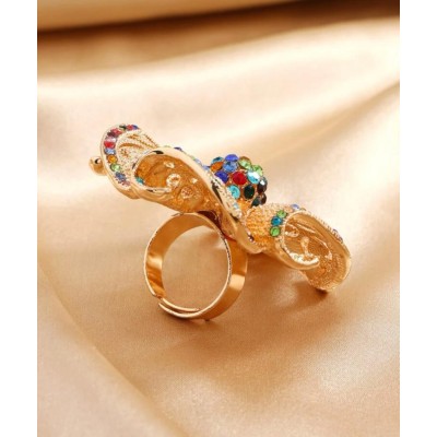 Rhinestone & Flower Decor Ring