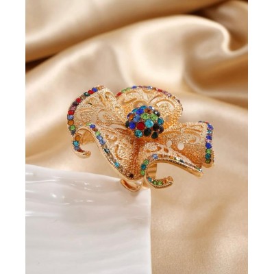 Rhinestone & Flower Decor Ring