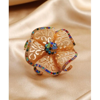 Rhinestone & Flower Decor Ring