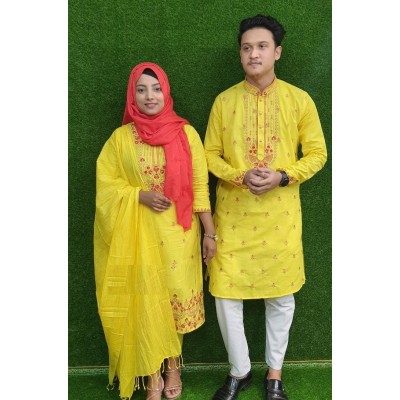 COUPLE 3 PIECE AND PANJABI WITH PAJAMA SETS